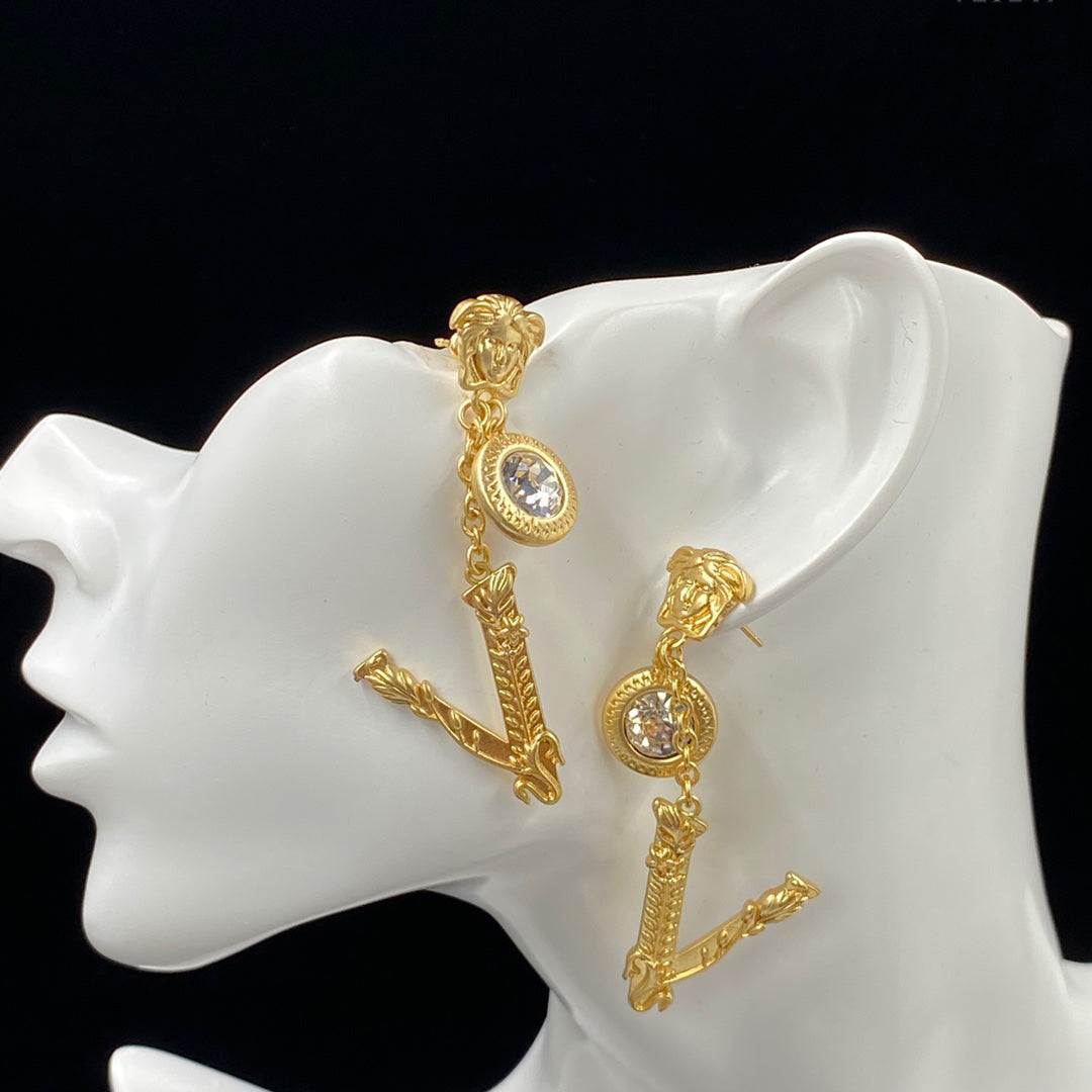 Medusa V Drop Diamond Earrings