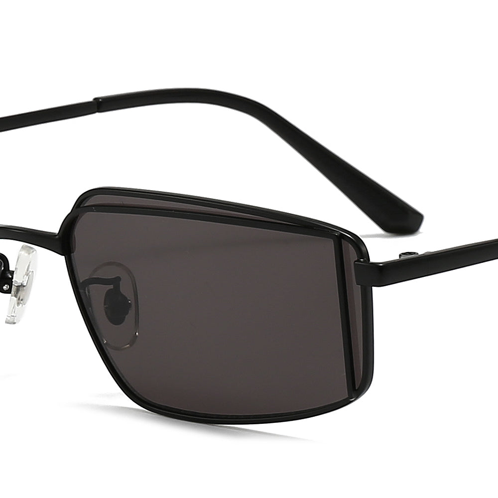 Rectangular Metal Tinted Sunglasses