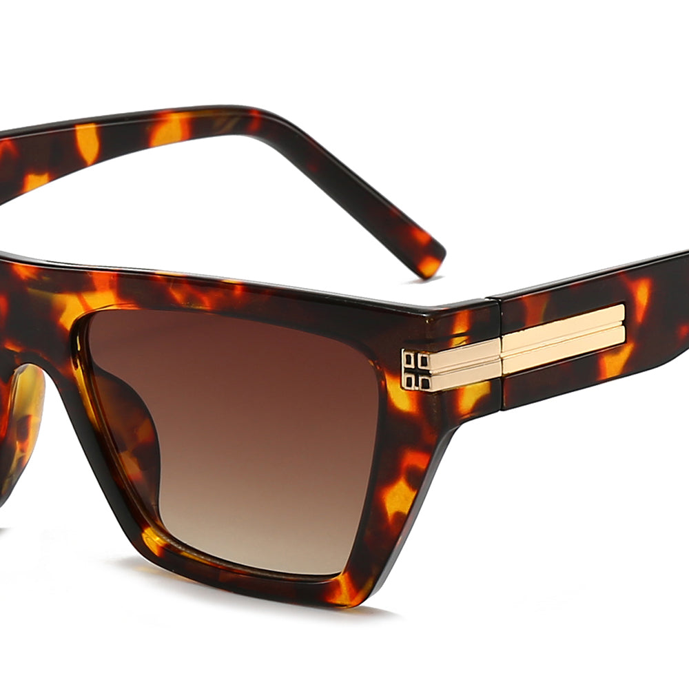 Thick Geek-Chic Geometric Tinted Sunglasses