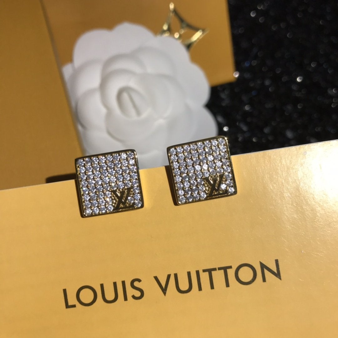 Fashion square rhinestone earrings