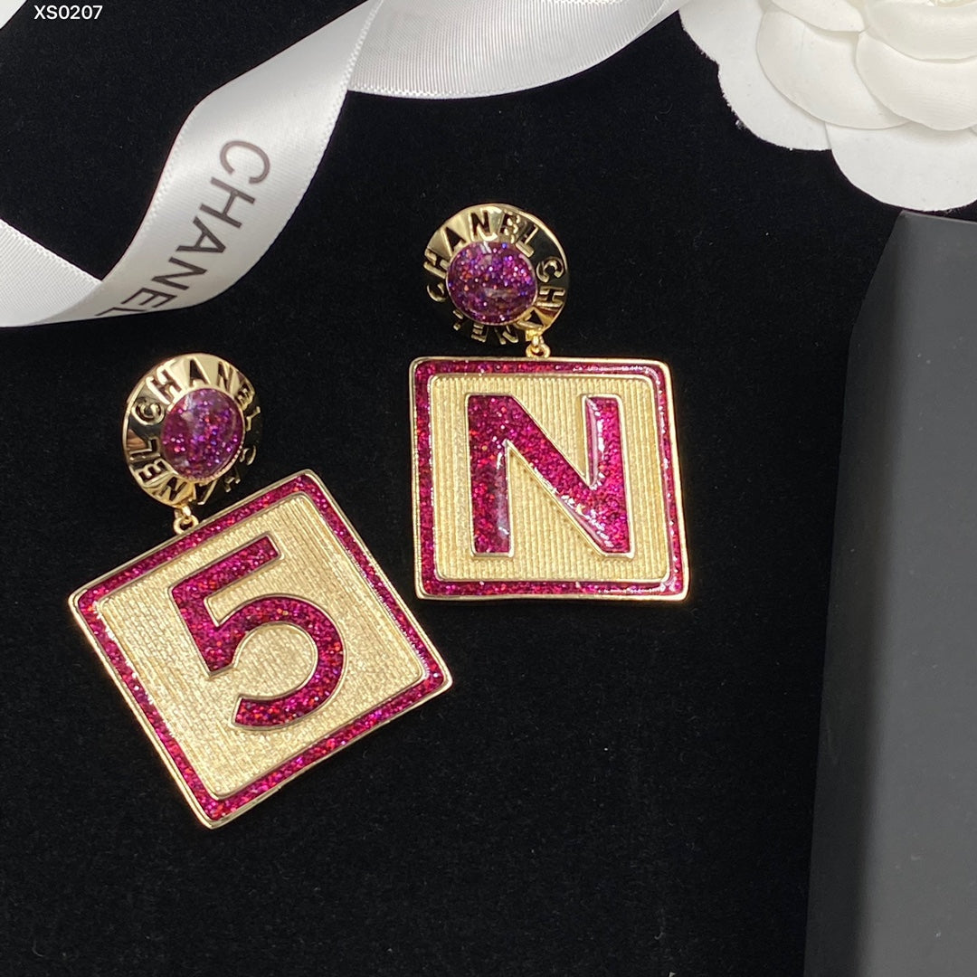 Fashion Square Alphabet Pendant Earrings