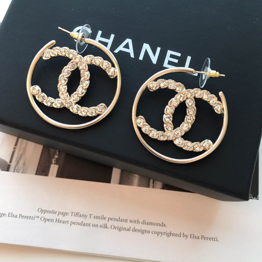 Fashion Big Circle Rhinestone Earrings