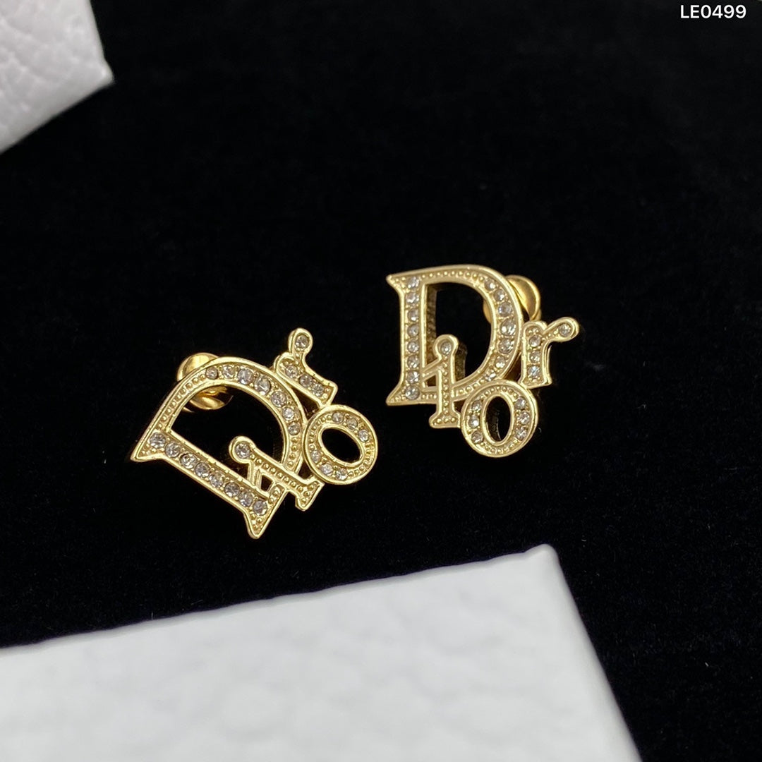 Luxury Letter Rhinestone Stud Earrings