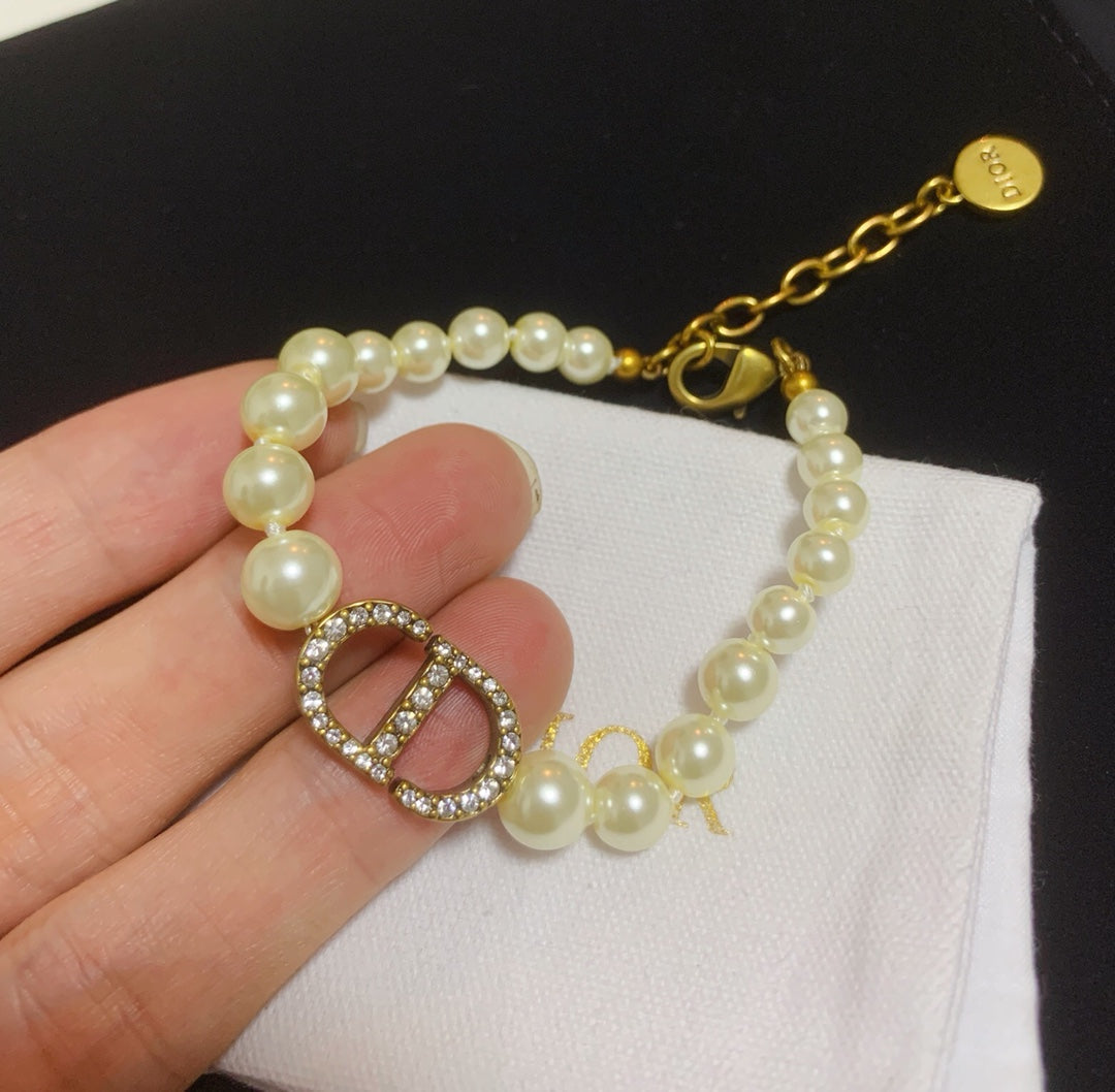 Classic CD Pearl Rhinestone Bracelet