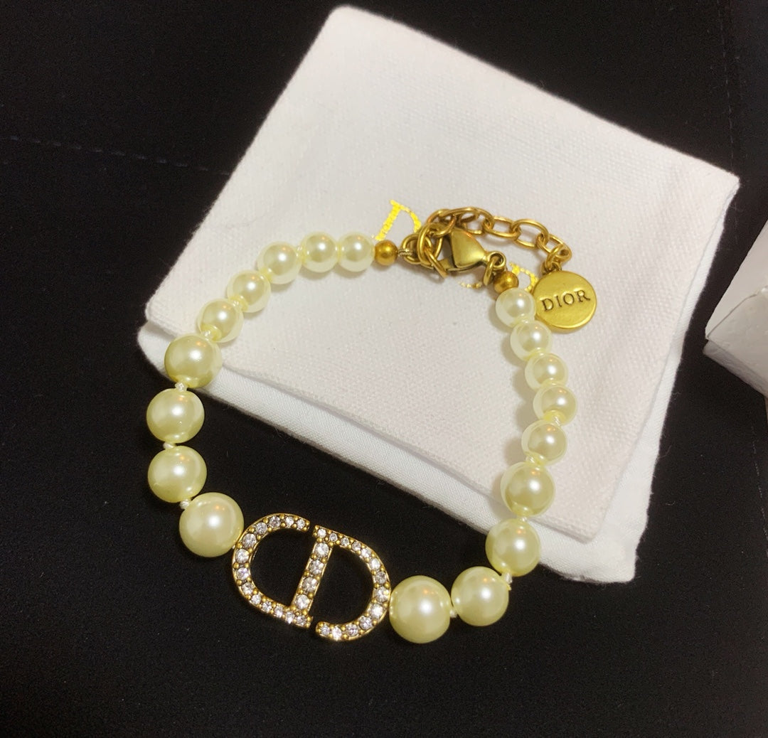 Classic CD Pearl Rhinestone Bracelet