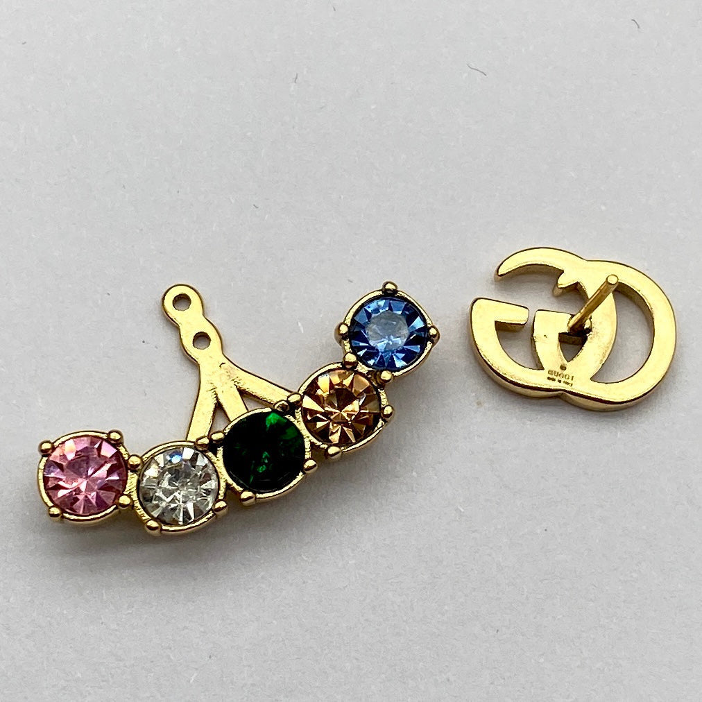 Stylish Double G Color rhinestone earrings