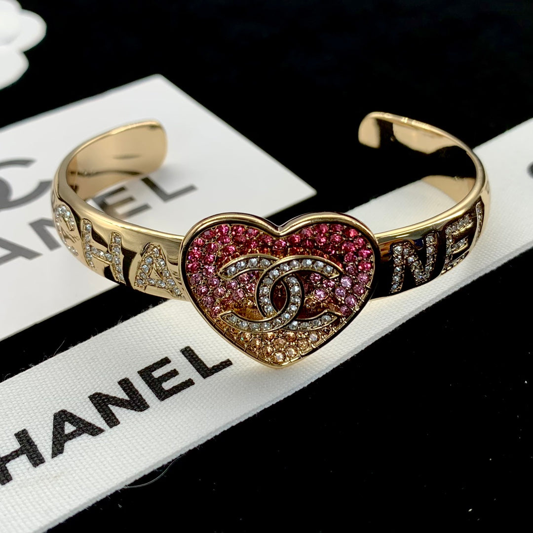 Classic Double C Heart Open Bracelet