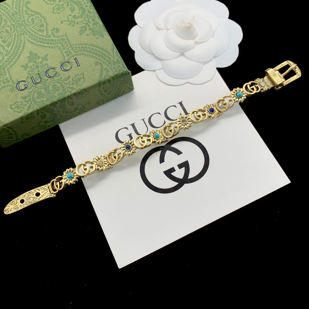 Classic Double G Belt Sunflower Pattern Bracelet