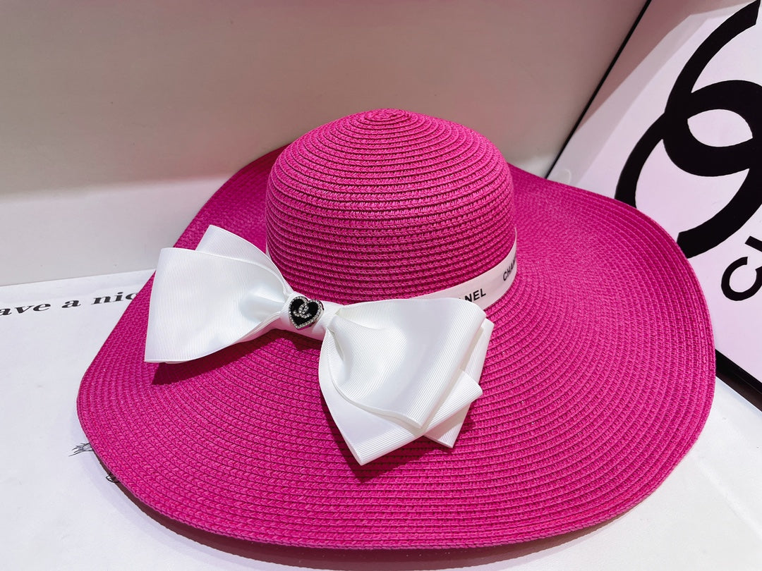 13 colors white bow big brim hat