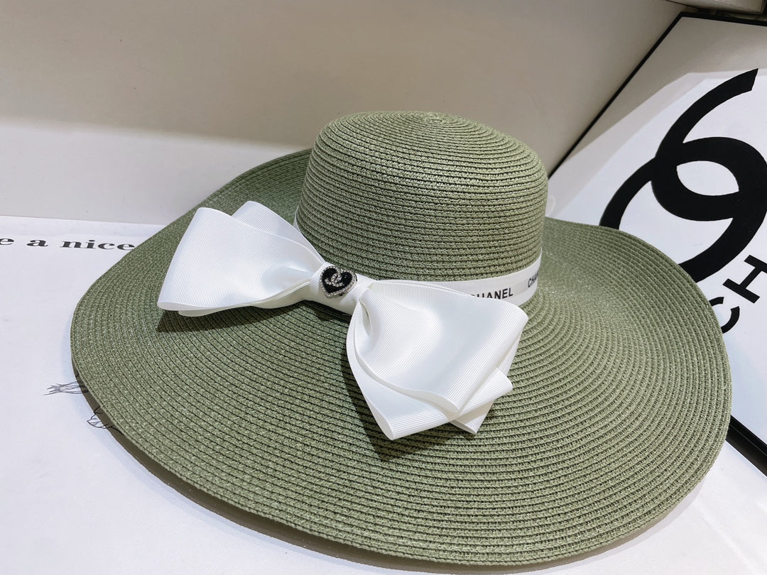 13 colors white bow big brim hat