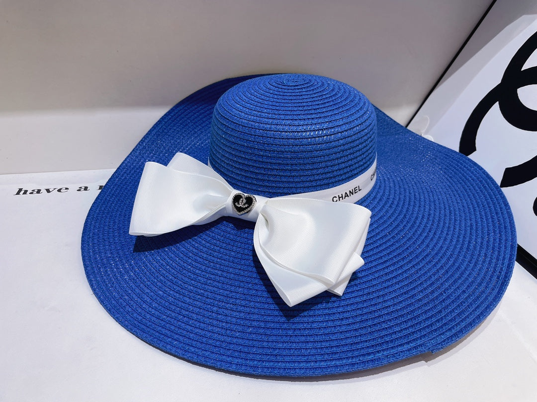 13 colors white bow big brim hat