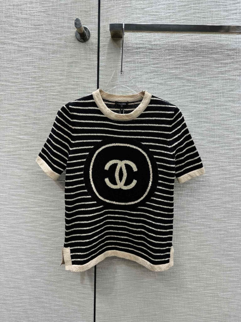 striped knitted short sleeves