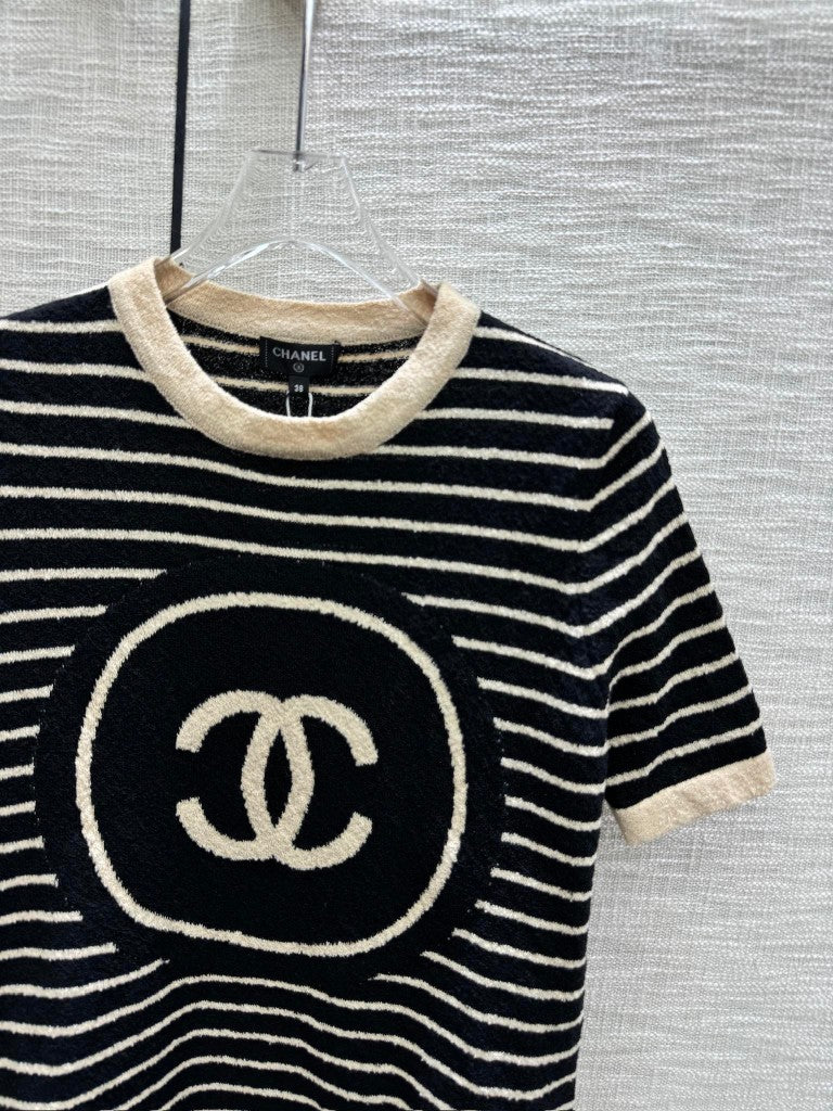 striped knitted short sleeves