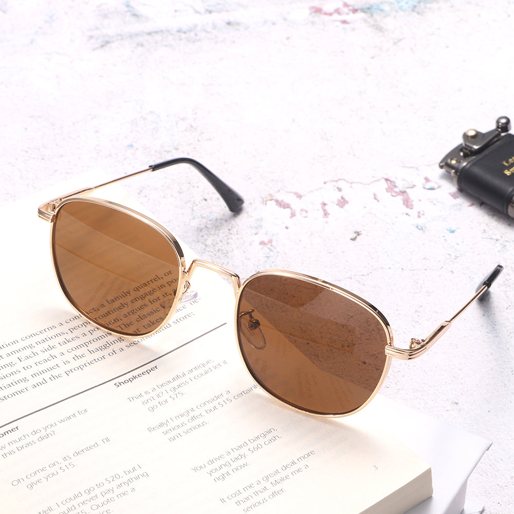 Rose Gold Retro-Vintage Round Tinted Sunglasses