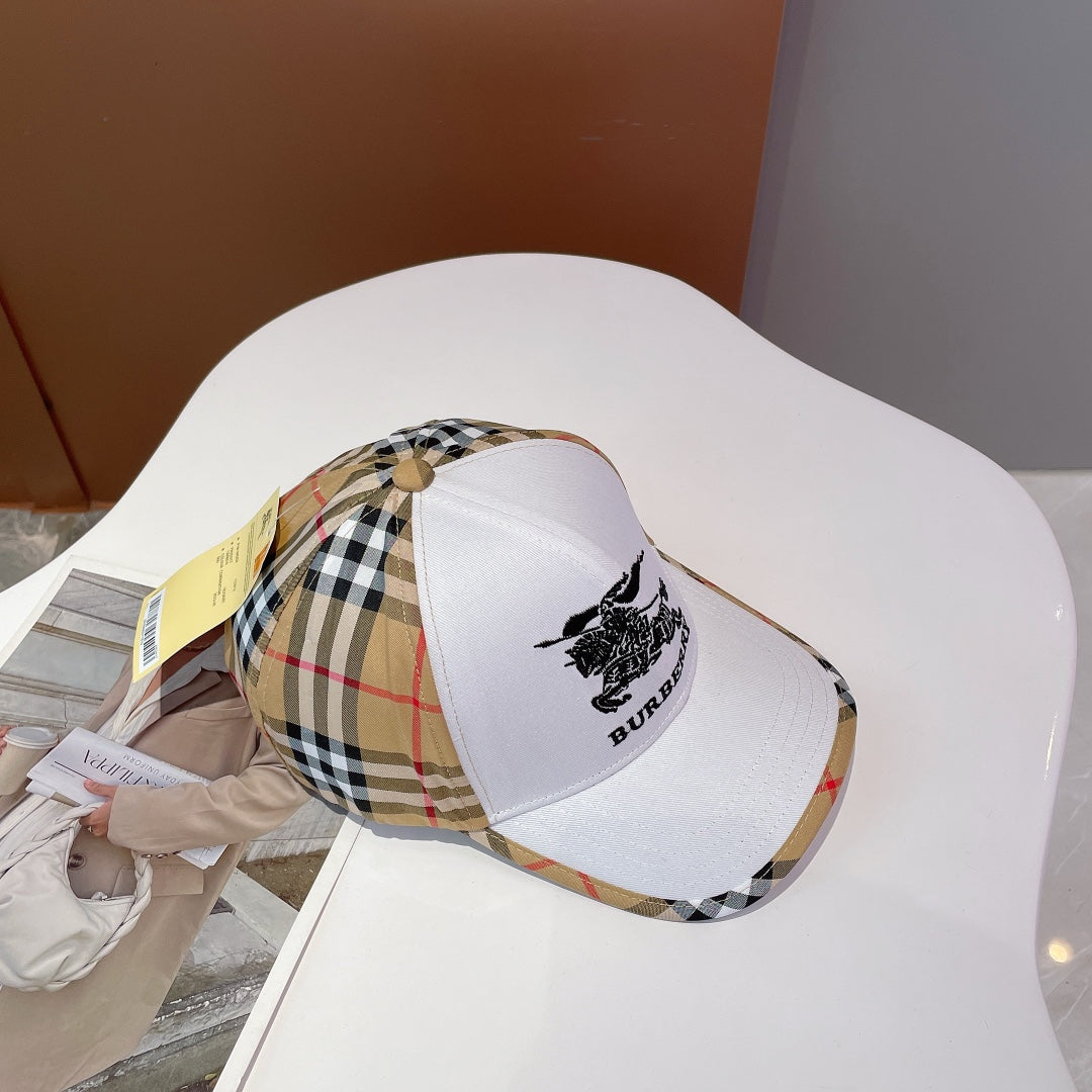 Classic Embroidered Check Baseball Cap