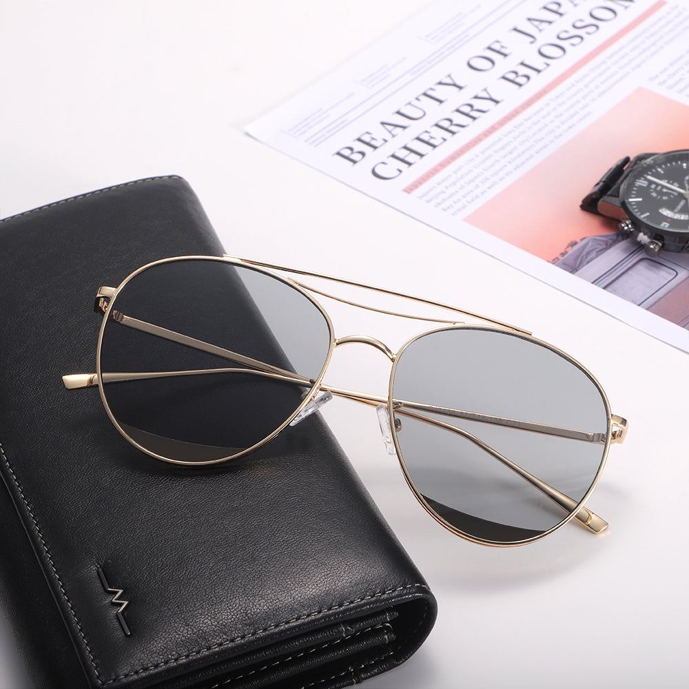 Polished Silver Aviator Sunglasses