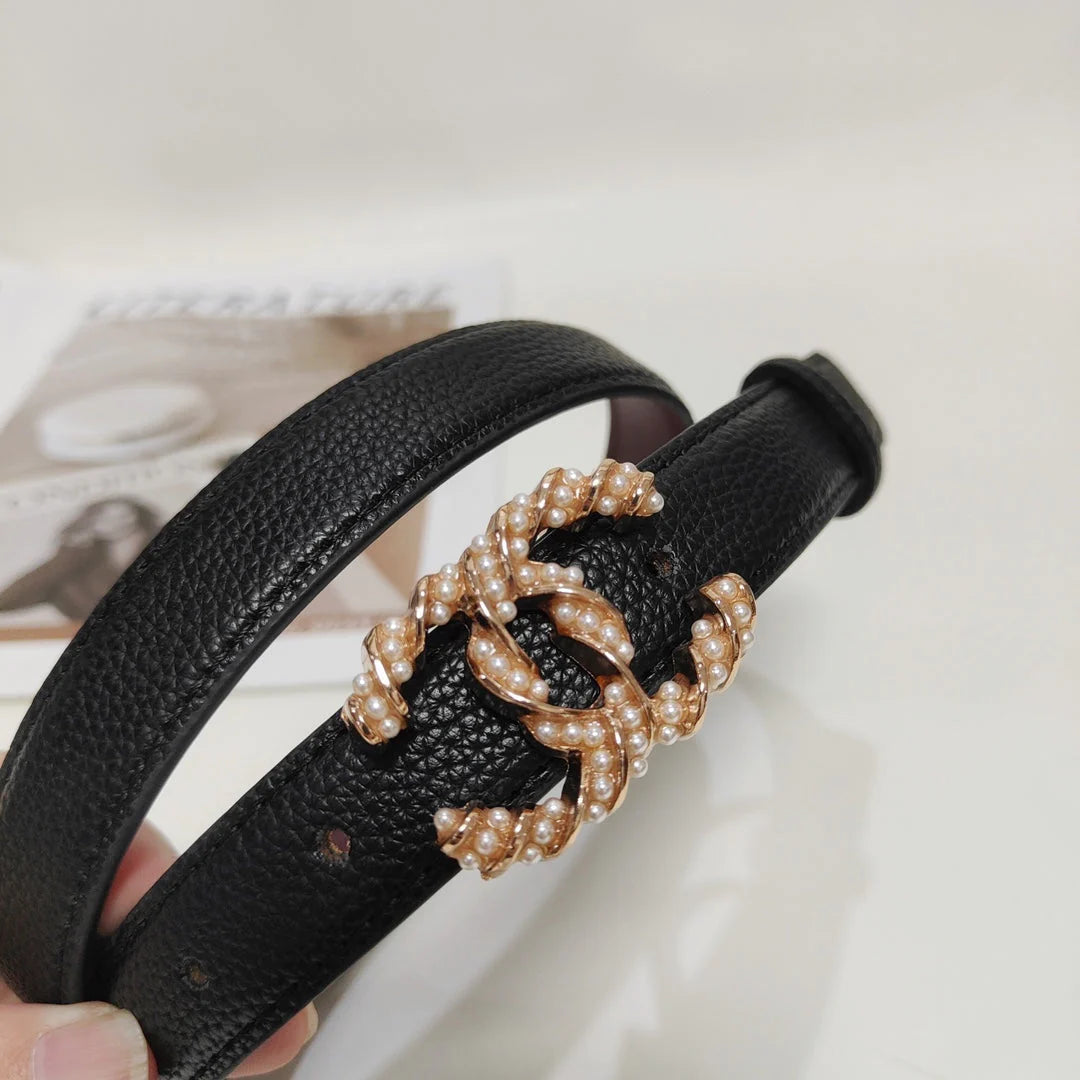 4 Colors fashion pearl leather belt