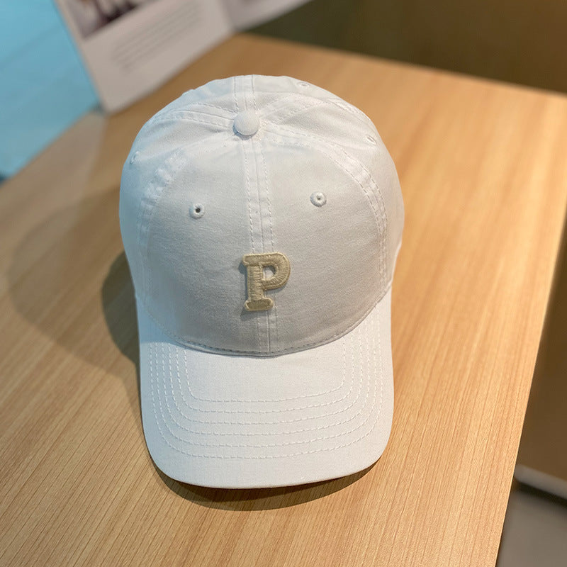 solid color retro lowercase P-shaped baseball cap