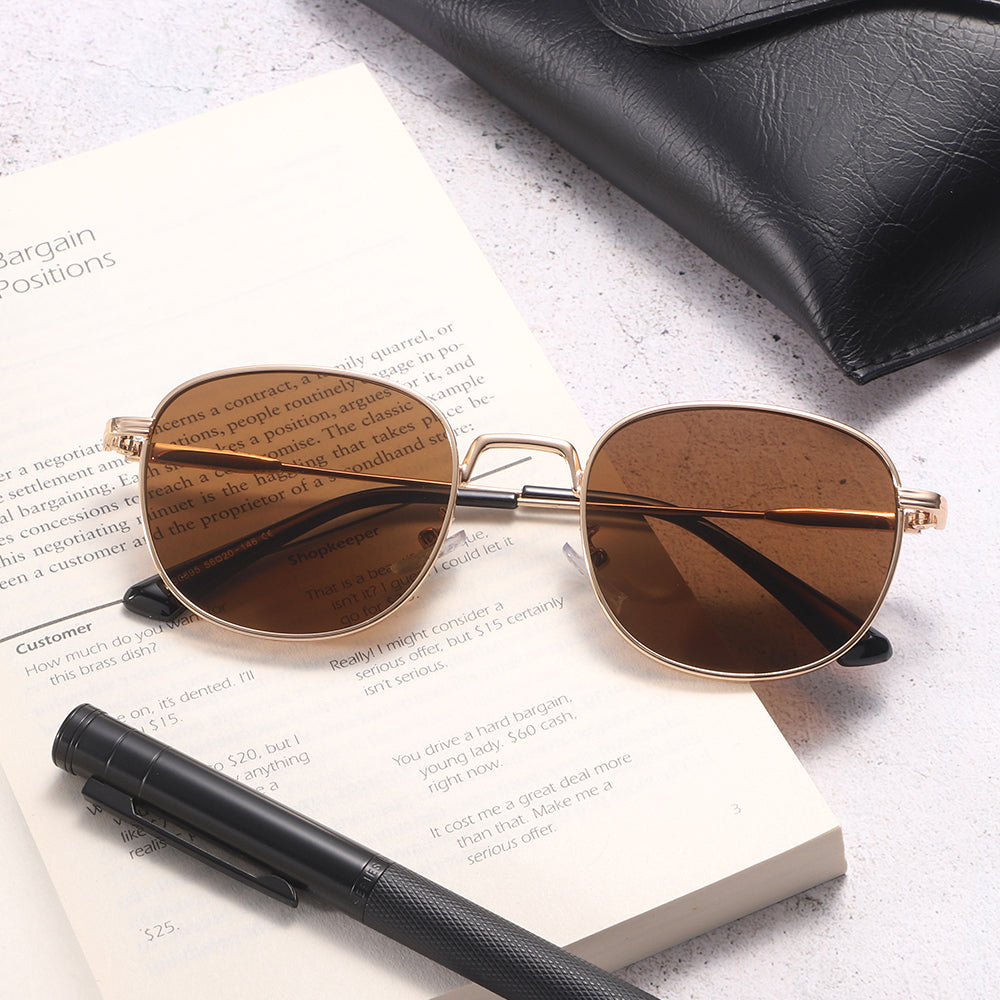 Rose Gold Retro-Vintage Round Tinted Sunglasses