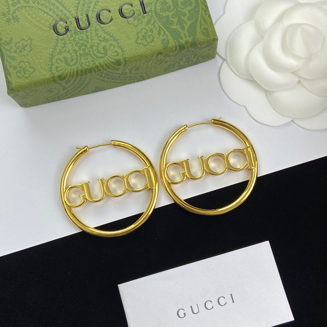 Versatile Logo Letter Hoop Earrings