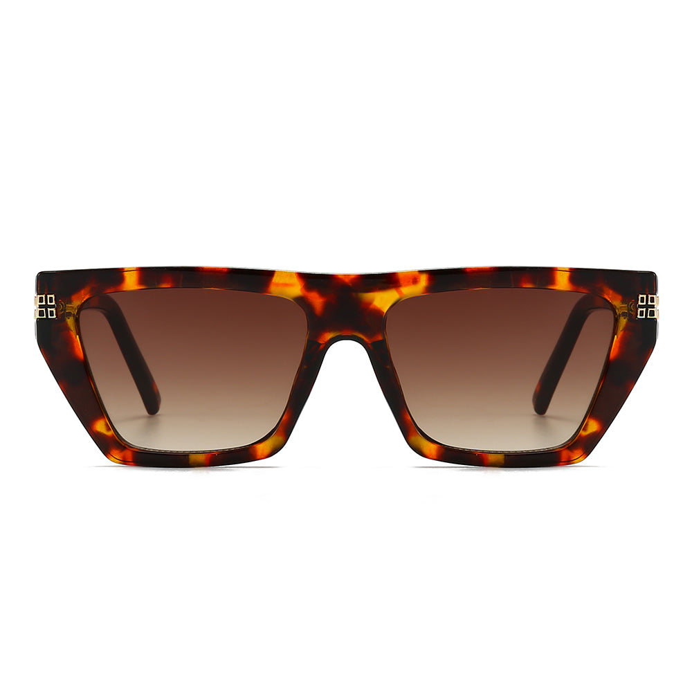 Thick Geek-Chic Geometric Tinted Sunglasses