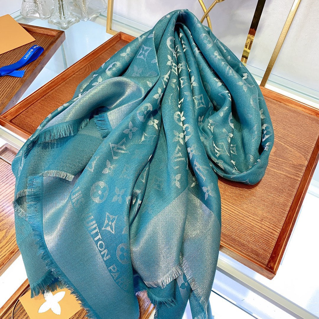 Silk wool square shawl scarf