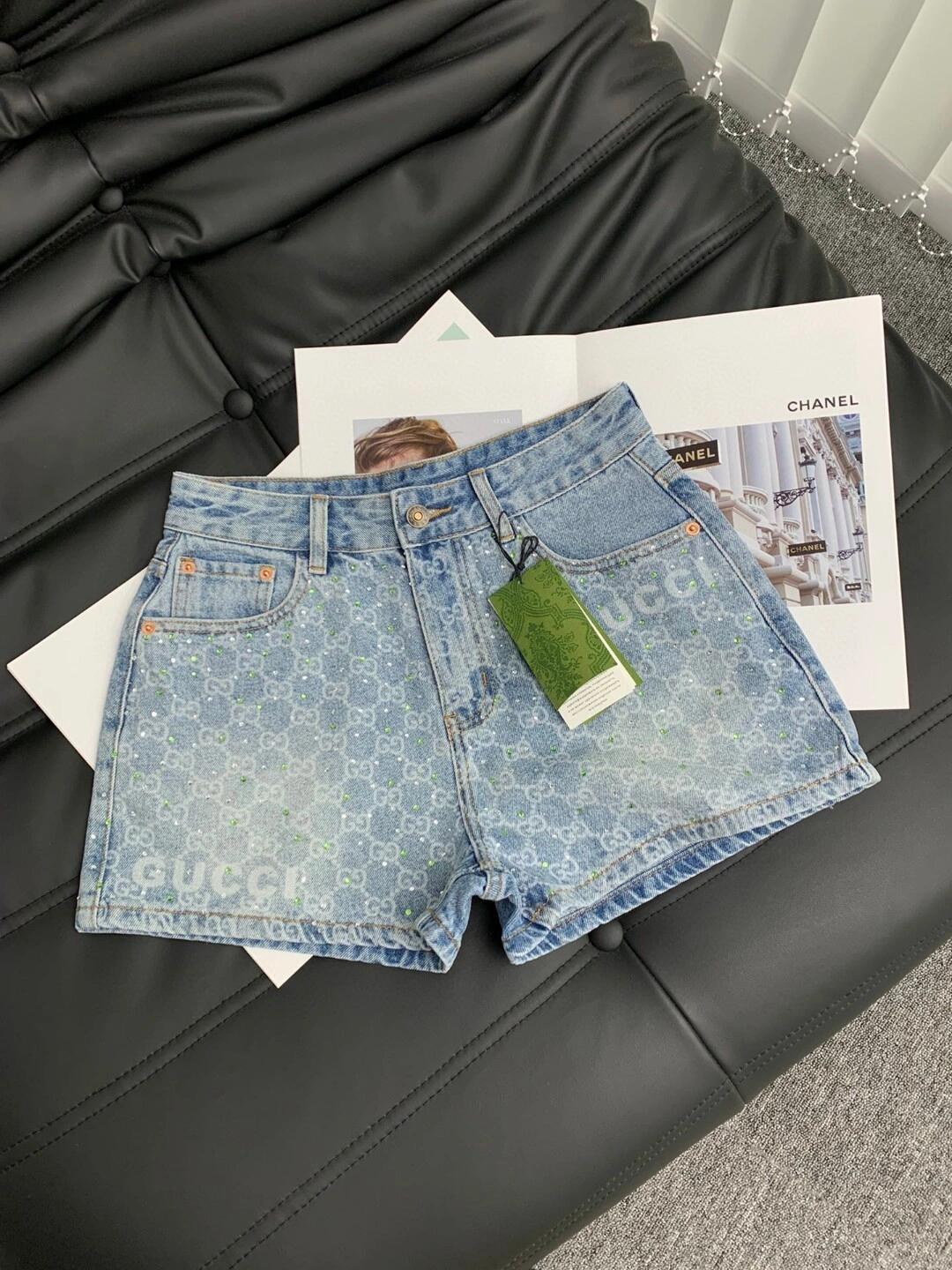 Rhinestone denim shorts