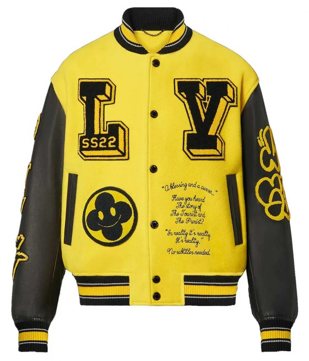 Letterman Yellow and Black Leather Jacket