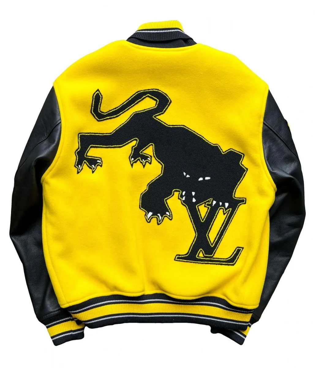 Letterman Yellow and Black Leather Jacket