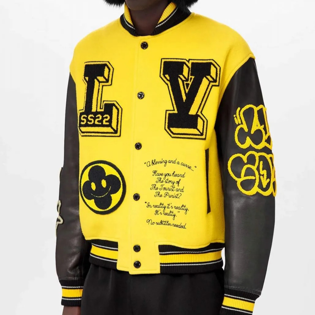 Letterman Yellow and Black Leather Jacket