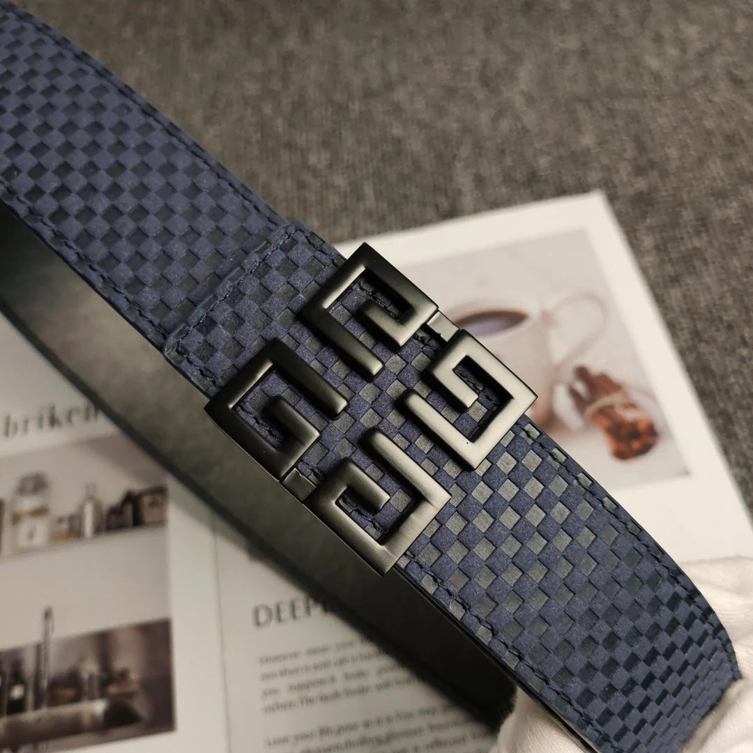 3 Colors Fashion check print square leather belt