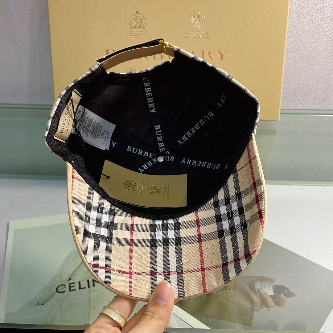 Classic Check Embroidered Letter Baseball Cap