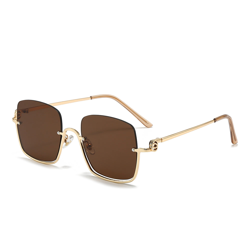 Square Semi-Rimless Tinted Sunglasses