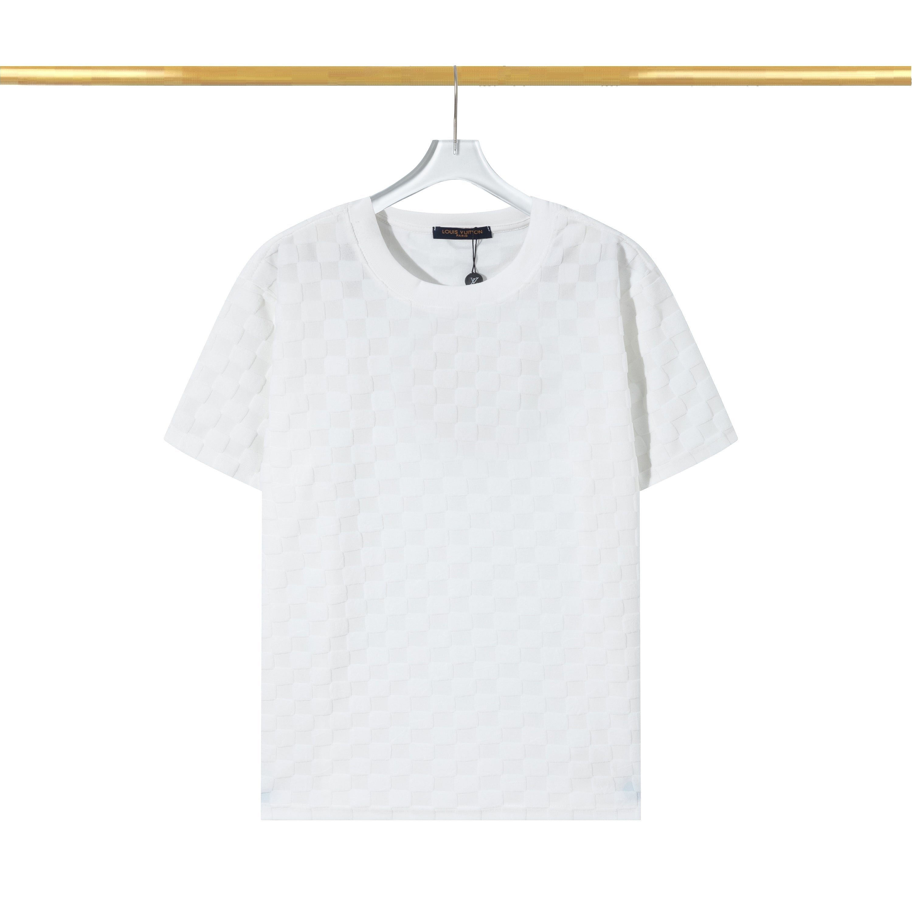 Checkerboard raised fleece cotton T-shirt