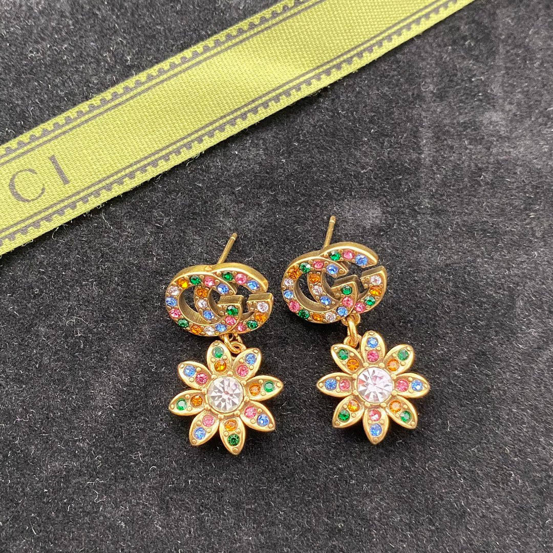 Colored Diamond Sunflower Earrings