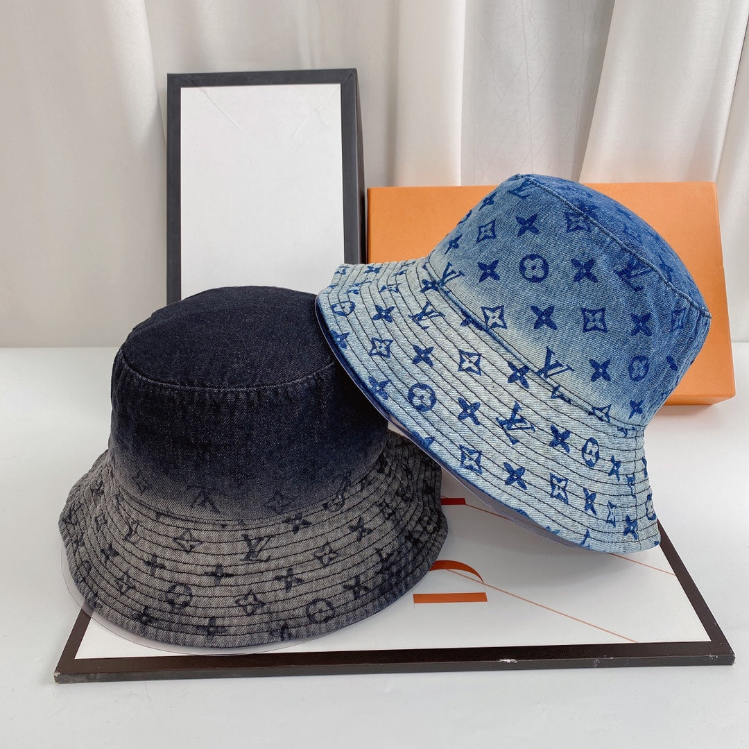 Gradient Print Denim Bucket Hat