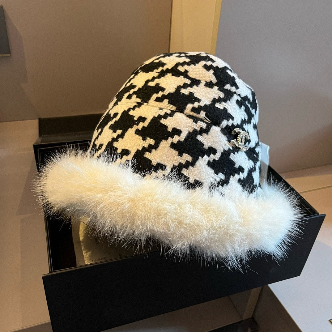 Houndstooth Ear Hat