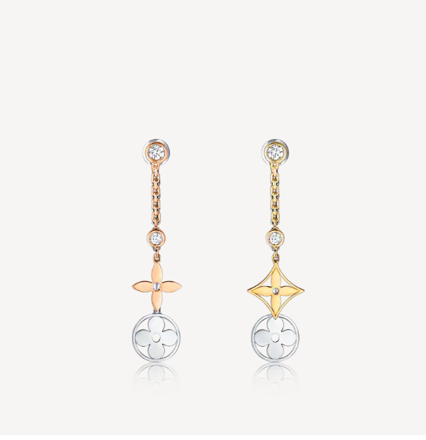 3 Color Flower Diamond Earrings