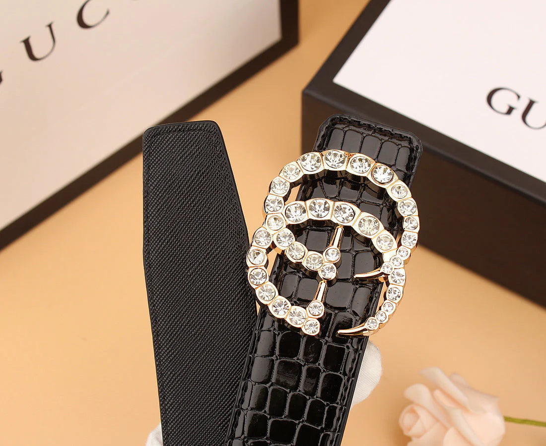 2 Styles Luxurious Double G Rhinestone Belt