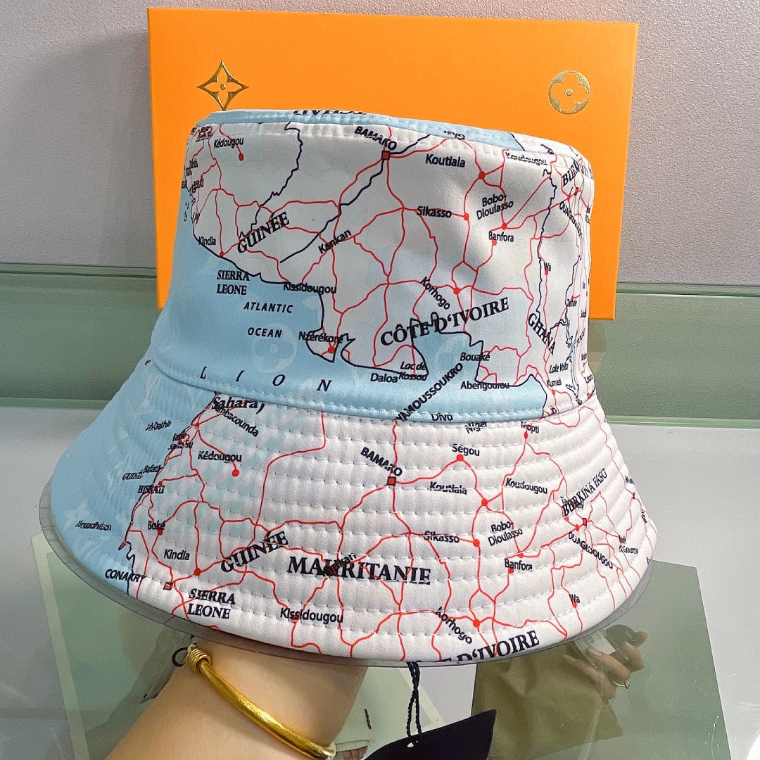 Map Monogram Double Sided Bucket Hat