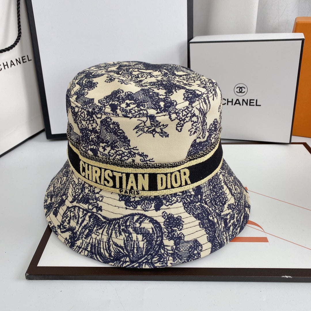 Embroidered Webbing Pattern Bucket Hat