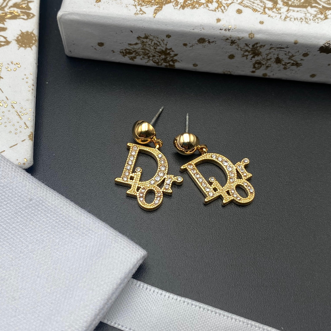 Versatile Crystal Diamond Alphabet Earrings