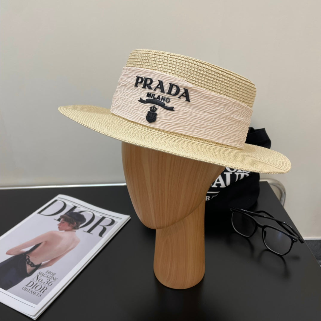 Flat Top Braided Straw Hat