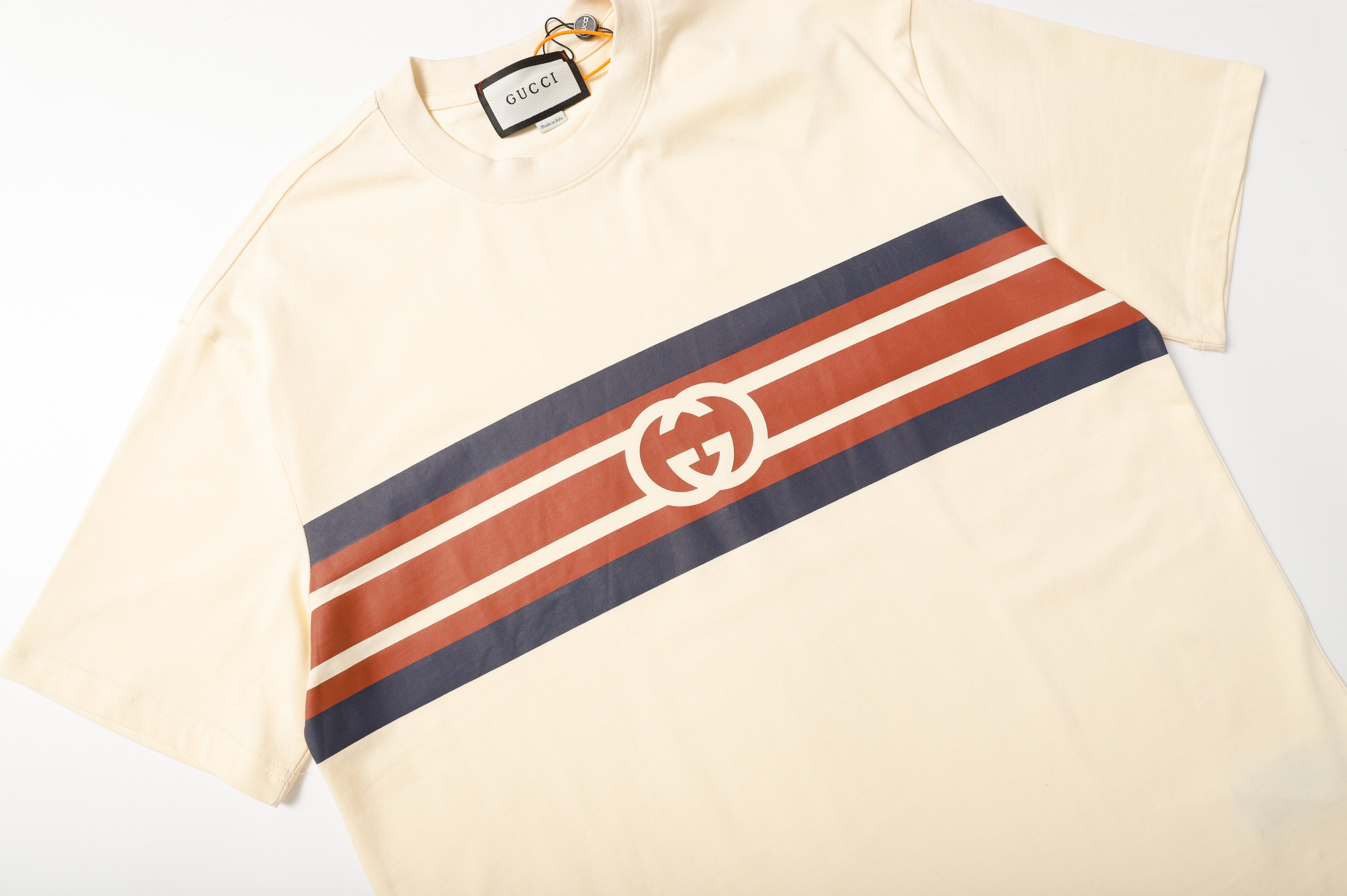 Apricot Stripe Print T-Shirt