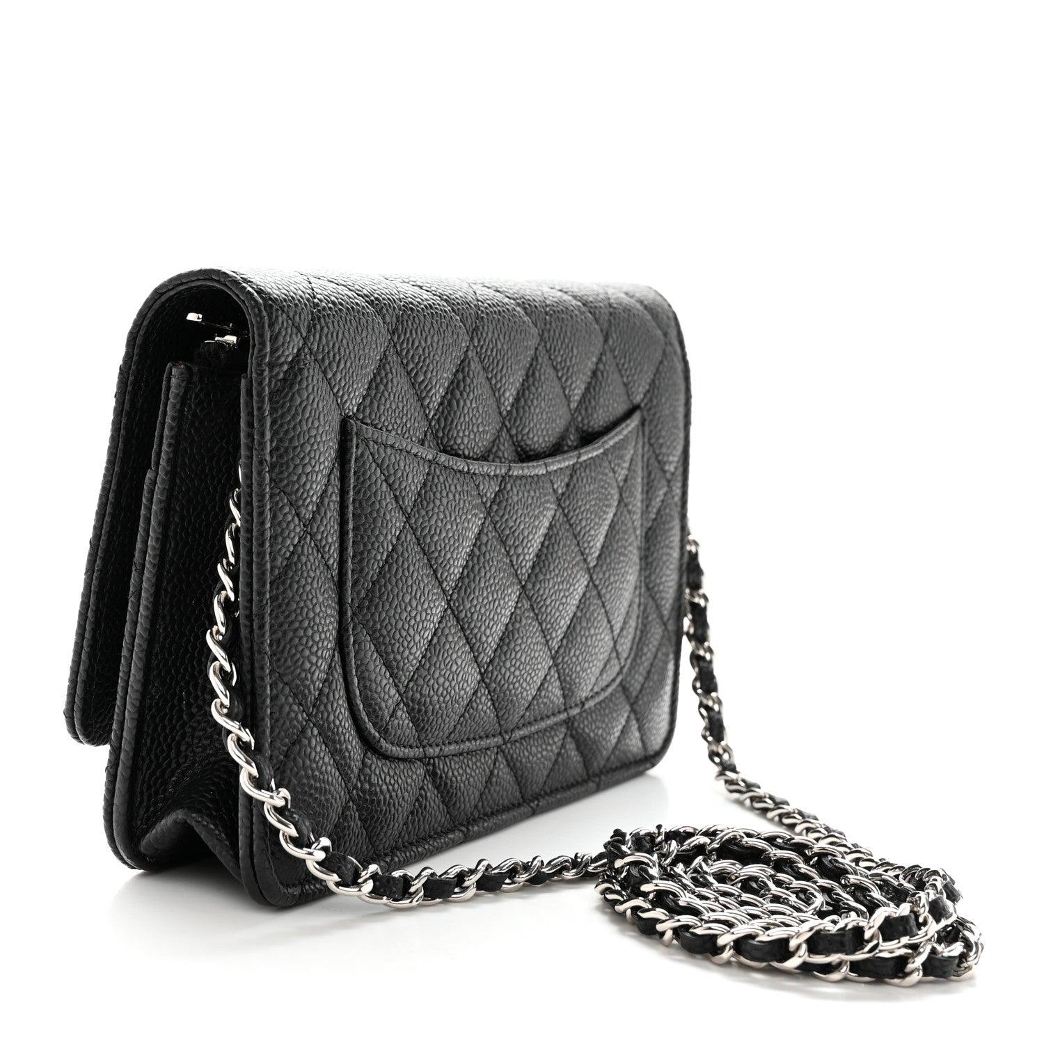 Caviar Quilted Wallet on Chain WOC Black