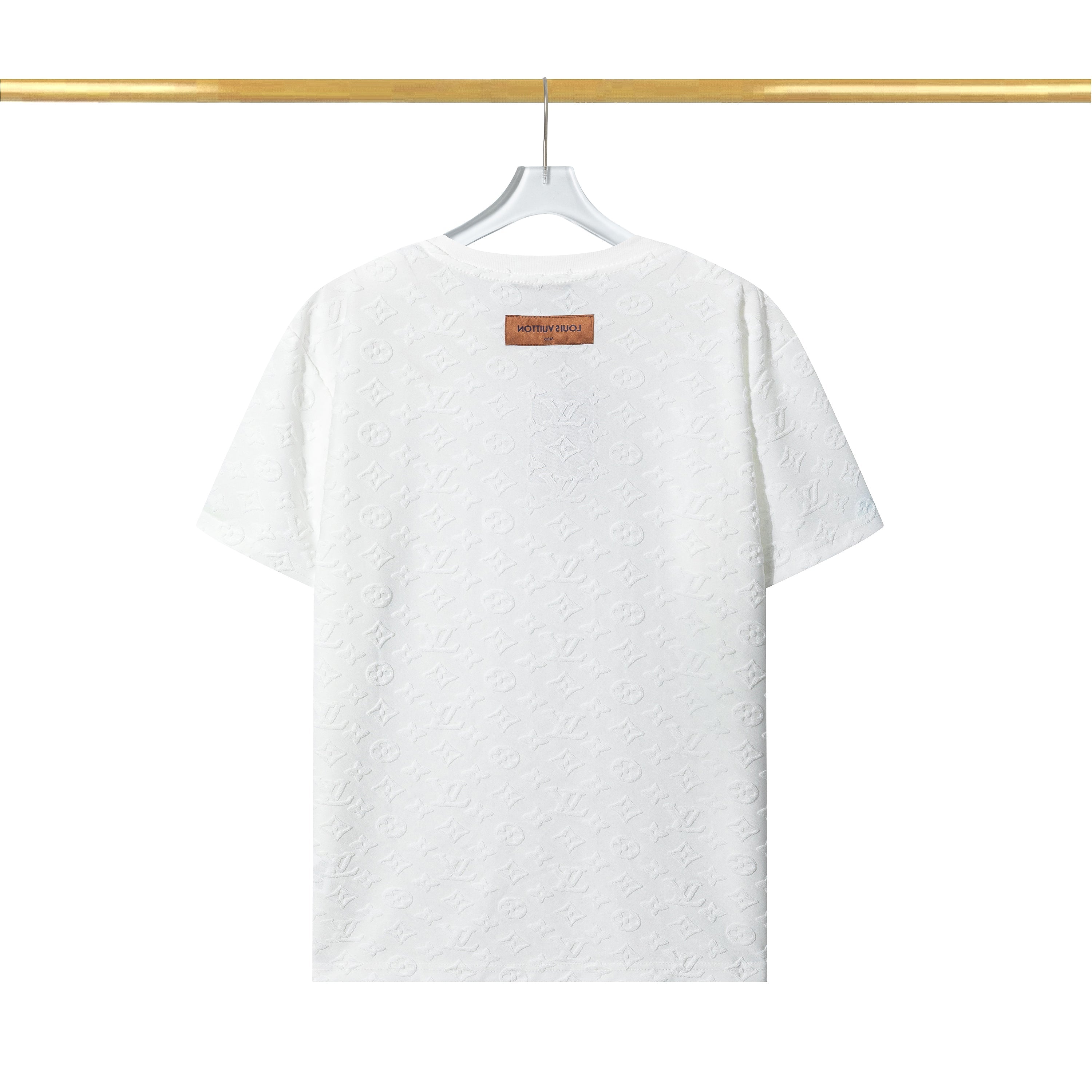 Checkerboard raised fleece cotton T-shirt