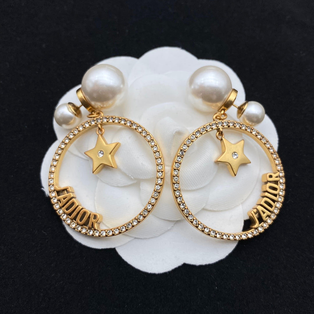 Circle Star Stud Earrings