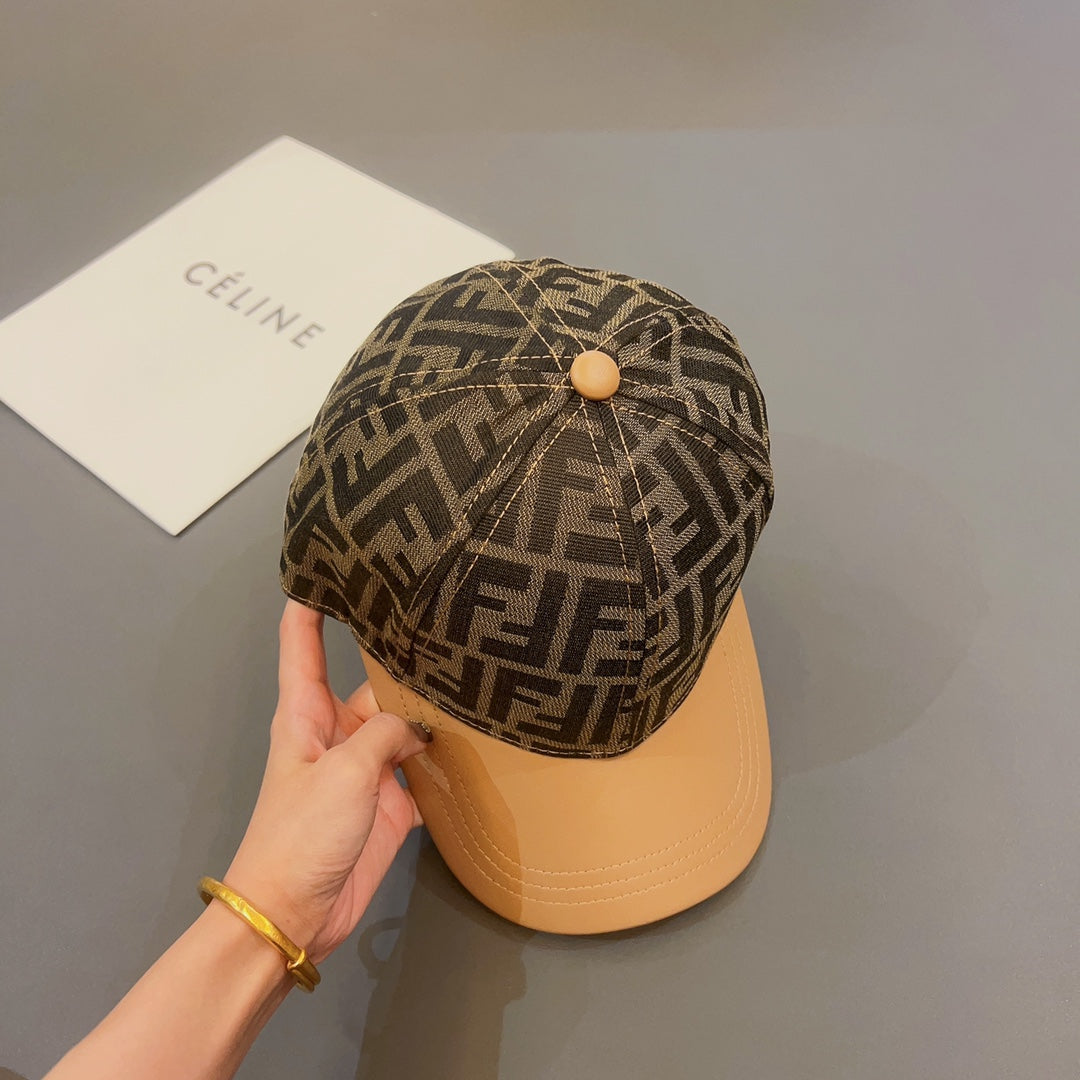 Letter Jacquard Leather Panel Baseball Cap