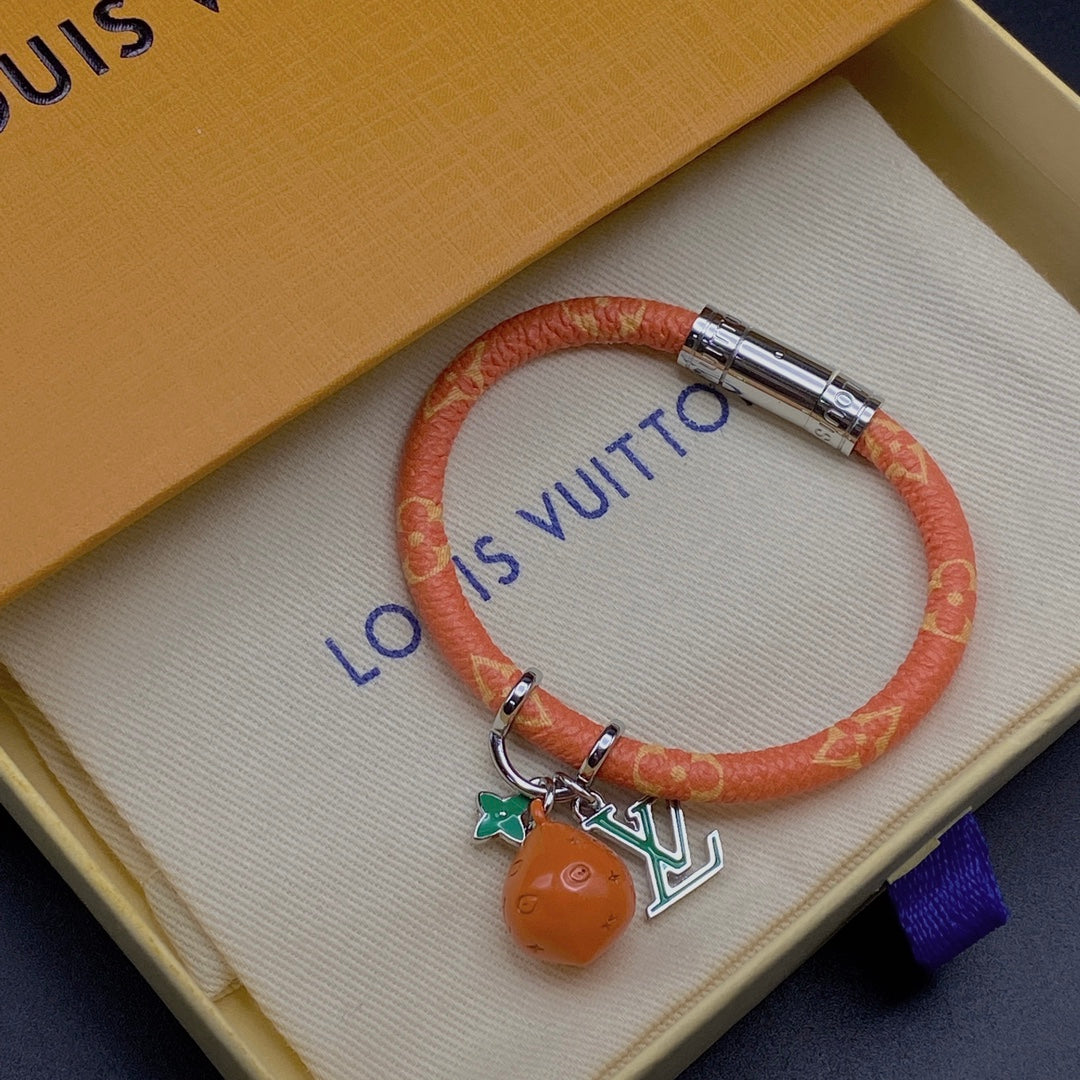 Lucky Orange Leather Bracelet