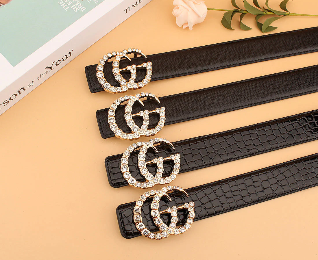 2 Styles Luxurious Double G Rhinestone Belt